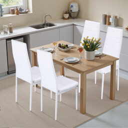 4Pcs/set Dining Chairs Padded Seat Metal Legs Kitchen Home Furniture White - thumbnail 1