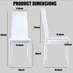 4Pcs/set Dining Chairs Padded Seat Metal Legs Kitchen Home Furniture White - thumbnail 2