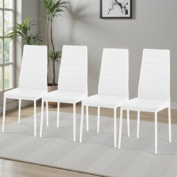 4Pcs/set Dining Chairs Padded Seat Metal Legs Kitchen Home Furniture White - thumbnail 3