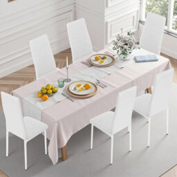 4Pcs/set Dining Chairs Padded Seat Metal Legs Kitchen Home Furniture White - thumbnail 4