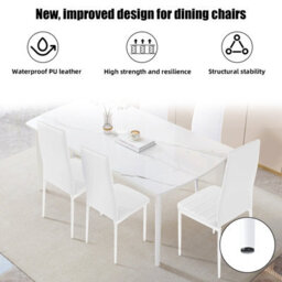4Pcs/set Dining Chairs Padded Seat Metal Legs Kitchen Home Furniture White - thumbnail 5