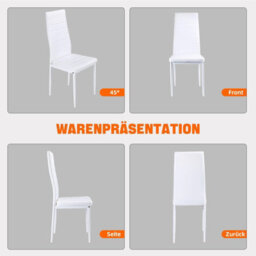 4Pcs/set Dining Chairs Padded Seat Metal Legs Kitchen Home Furniture White - thumbnail 6