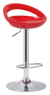 Lamboro Sorrento Swivel Breakfast Bar Stool, Chrome Stem, Height Adjustable Swivel Gas Lift, Home & Kitchen Plastic Barstool, Red - image 1