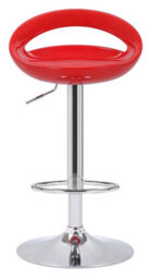 Lamboro Sorrento Swivel Breakfast Bar Stool, Chrome Stem, Height Adjustable Swivel Gas Lift, Home & Kitchen Plastic Barstool, Red - thumbnail 3