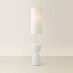 Valuelights Esme Linen Tall Lamp Shade Ceramic Table Base Midi Floor Lamp With Led Bulb - thumbnail 2