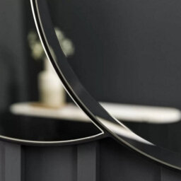 Xample Gallery Ostia Black Dual Mirror Vertical Wall Mirror With Interlocking Circular Design, Glass & Mdf, Modern Home Décor 90X111Cm - thumbnail 3