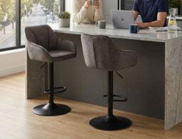 Aspect Furniture Set Of 2 Charlie Adjustable Height Barstool W Padded Seat,black/brown - thumbnail 2
