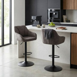 Aspect Furniture Set Of 2 Charlie Adjustable Height Barstool W Padded Seat,black/brown
