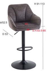 Aspect Furniture Set Of 2 Charlie Adjustable Height Barstool W Padded Seat,black/brown - thumbnail 8