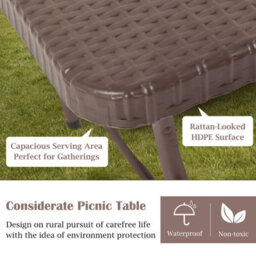 Costway 182 Cm Center Folding Table Portable Plastic Table W/ Rattan Design - thumbnail 8