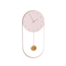 Melody Maison Pale Pink & Gold Pendulum Metal Analogue Wall Clock - 20Cm X 55Cm - thumbnail 6