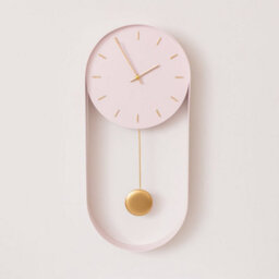 Melody Maison Pale Pink & Gold Pendulum Metal Analogue Wall Clock - 20Cm X 55Cm - thumbnail 1