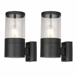 First Choice Lighting Set Of 2 Storm Black Ip44 Outdoor Wall Lights - thumbnail 1