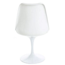 Fusion Living White Tulip Dining Chair With Luxurious Green Cushion - thumbnail 3