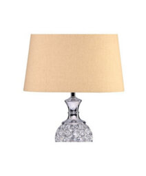 Lighting Supermarket Hannah Luxury Elegant Chrome & Crystal Table Lamp With Natural Linen Shade - thumbnail 3