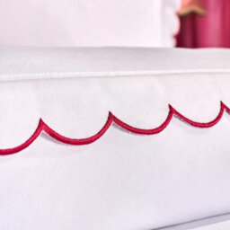 Ohs Scallop Edge Bedding Set Microfibre Duvet Cover With Pillowcase, White/hot Pink - Single - thumbnail 4