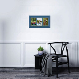 AK Frames 40X20Cm Navy Blue Classic Multi Photo Frame With Pompadour Mount - Holds 3 Apertures (3X) 6X4 Photos - thumbnail 3