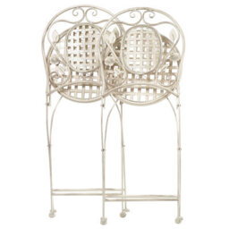 Beliani Set Of 2 Garden Chairs Bivio Folding Metal Off-White - thumbnail 4