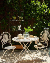 Beliani Set Of 2 Garden Chairs Bivio Folding Metal Off-White - thumbnail 2