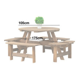Woodside 8 Seater Round Outdoor Pressure Treated Pub Bench/garden Picnic Table - thumbnail 5