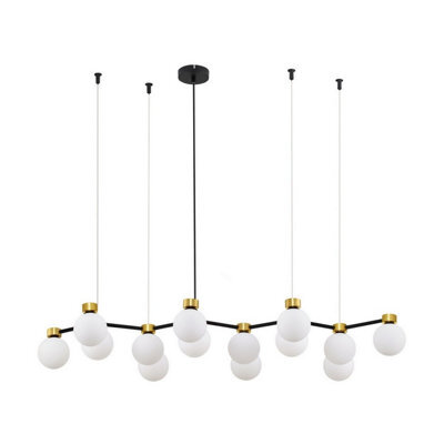 Luminosa Lighting Luminosa Ovalino Bar Pendant Ceiling Light Opal, Satin Gold, Matt Black Led G9 14X5W - image 1