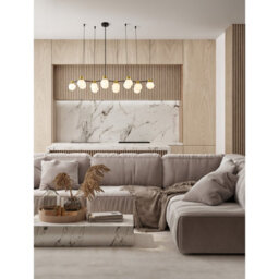 Luminosa Lighting Luminosa Ovalino Bar Pendant Ceiling Light Opal, Satin Gold, Matt Black Led G9 14X5W - thumbnail 2