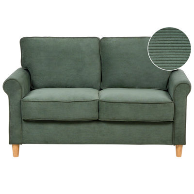 Beliani Sofa 2 Seater Ronneby Corduroy Dark Green - image 1