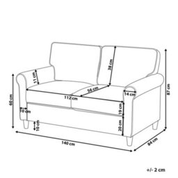 Beliani Sofa 2 Seater Ronneby Corduroy Dark Green - thumbnail 3