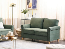 Beliani Sofa 2 Seater Ronneby Corduroy Dark Green - thumbnail 2