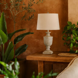Wyld Haus Baroville Grey Ages Table Lamp With Cream Linen Shade, 710mm - thumbnail 1