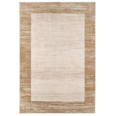 Loomed Natural Beige Distressed Bordered Area Rug 80X150Cm - image 1