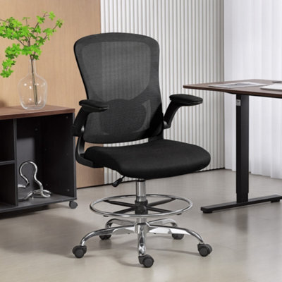 Homcom Ergonomic Tall Office Chair, 360 Degree Swivel Task Stool, Black - image 1