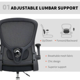 Homcom Ergonomic Tall Office Chair, 360 Degree Swivel Task Stool, Black - thumbnail 4