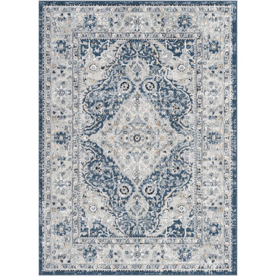 Livabliss Jolie-Vintage Blue Grey Beige Black Traditional Boho Living Dining Bedroom Rug 140 X 200 Cm Easy Care, Non Shedding - image 1