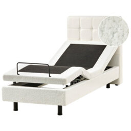 Beliani Adjustable Bed Boucle Duke 80 X 200 Cm (Eu Small Single) Off-White - thumbnail 1