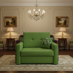 Viva Mel I Living Room Sofa Bed With Sleeping Function Storage Compartment Wooden Legs 110X98X86Cm Green - thumbnail 2