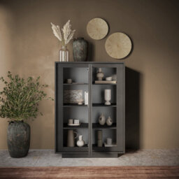 FurniComp LTD Furnicomp Berlin 2 Door 106Cm Grey Highboard/tall Sideboard - thumbnail 5
