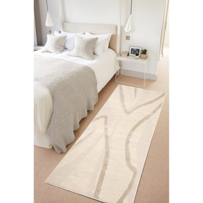 Melrose Ava Abstract Wave Design Cream Beige Indoor Area Rug 080/200Cm - image 1