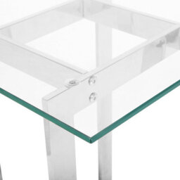 Beliani Side Table Crystal Tempered Glass Silver - thumbnail 5