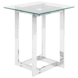 Beliani Side Table Crystal Tempered Glass Silver - thumbnail 1