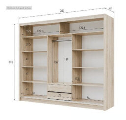 Arte White Malibu 250 Sliding Wardrobe - Decorative Glass Panels & Led Lighting - thumbnail 5