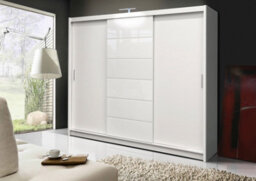 Arte White Malibu 250 Sliding Wardrobe - Decorative Glass Panels & Led Lighting - thumbnail 3