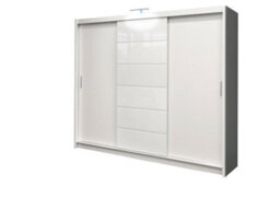 Arte White Malibu 250 Sliding Wardrobe - Decorative Glass Panels & Led Lighting - thumbnail 2