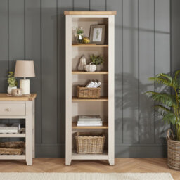 The Furniture Market Cheshire Dove Grey Painted Tall Narrow Bookcase - thumbnail 2