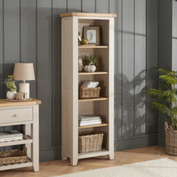 The Furniture Market Cheshire Dove Grey Painted Tall Narrow Bookcase