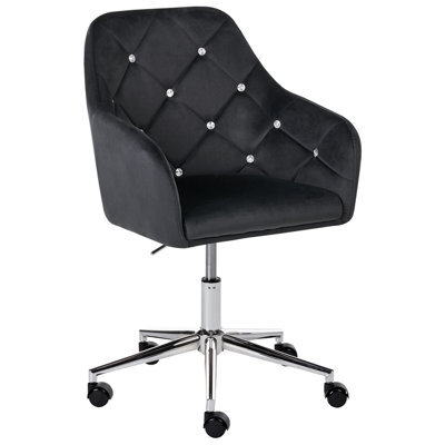 Beliani Desk Chair Veloria Velvet Black - image 1