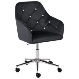 Beliani Desk Chair Veloria Velvet Black - thumbnail 1
