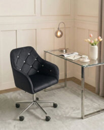 Beliani Desk Chair Veloria Velvet Black - thumbnail 2