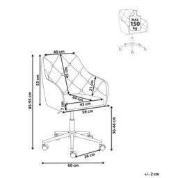 Beliani Desk Chair Veloria Velvet Black - thumbnail 3
