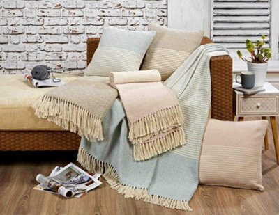 Rapport Rona 100% Cotton Throw Geomectric Tassel Blanket 127X152Cm Blush Pink - image 1